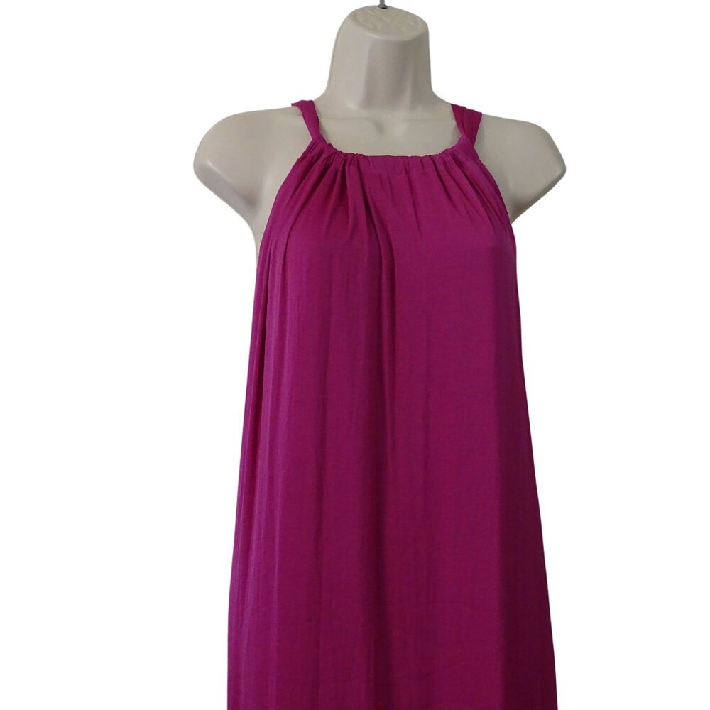 Banana Republic Purple Sleeveless Halter Maxi Dress Women Size S TALL Flowy FLAW - Picture 3 of 13
